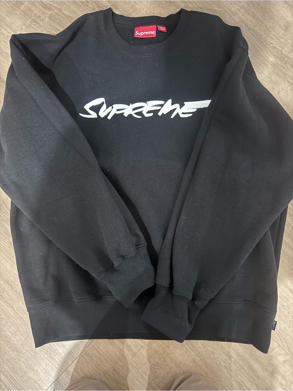 Supreme Black Crewneck with White Script Logo